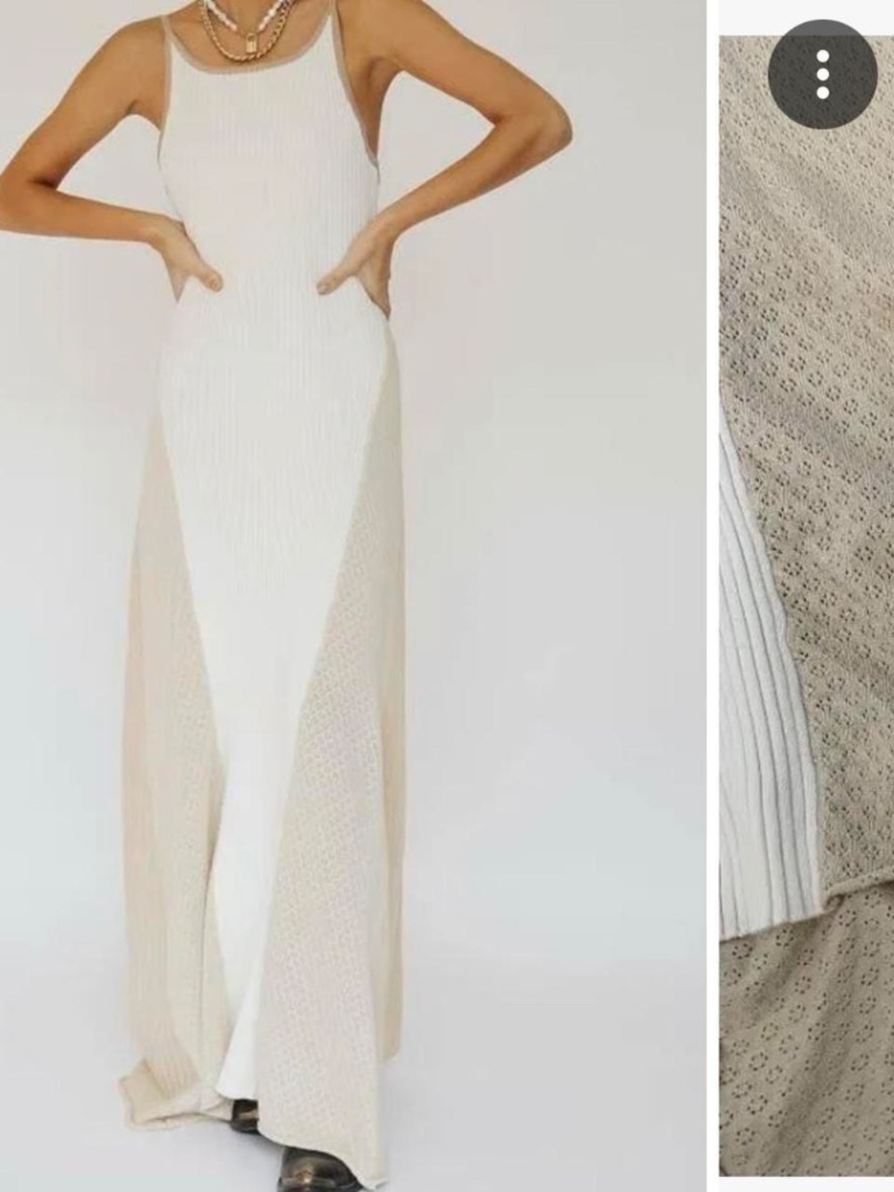 VRG GRL Ivory White/Tan Mixed Knit Maxi Dress